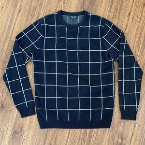 Navy Grid Pattern Sweater from Zara, Size L
